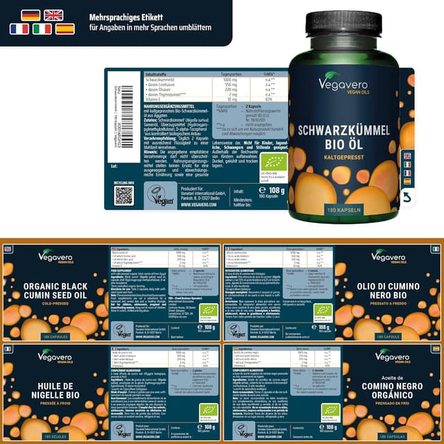 Thumbnail 4 de Vegavero Bio Schwarzkümmelöl Kapseln 1000 mg