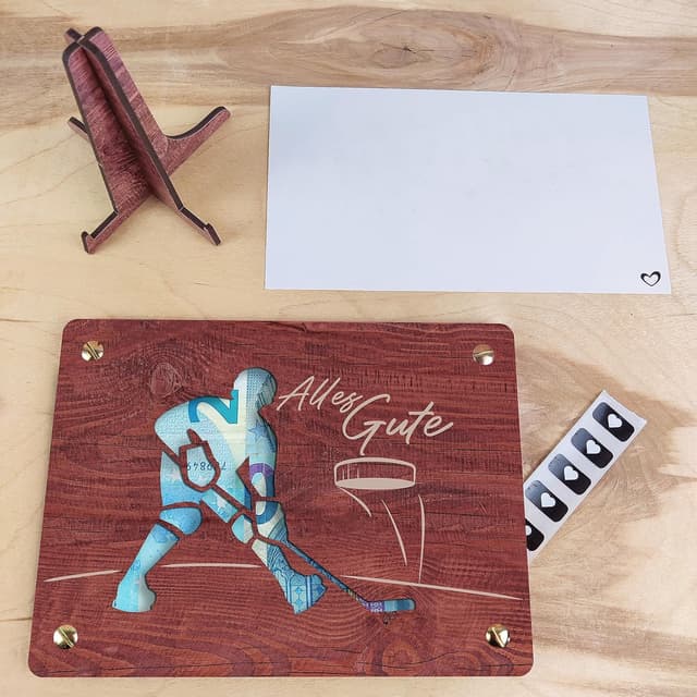 Thumbnail 5 de Eishockey XL Geldgeschenk aus Holz inkl Ständer