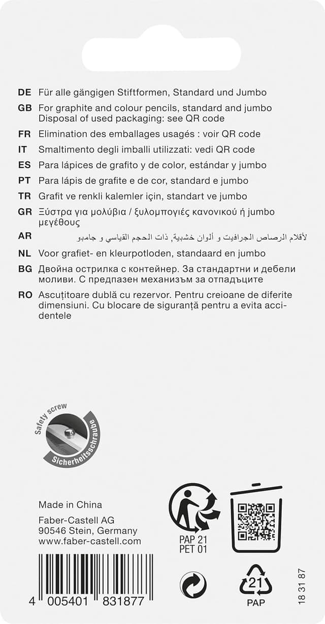 Detalle 2 de Faber-Castell 183187 Sacapuntas Doble Grip Verde Pastel