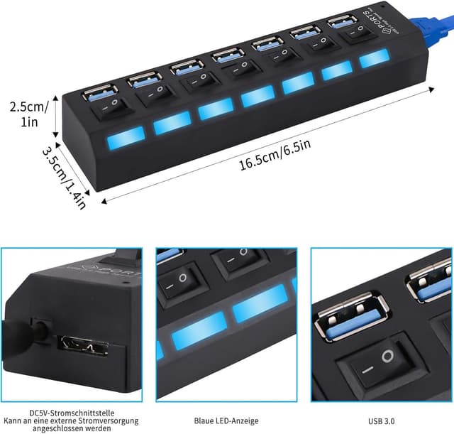 Thumbnail 5 de USB Hub 7 Port Tragbar 3.0+2.0