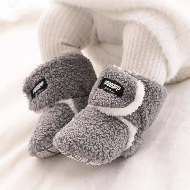 Detalle de Kfnire Winter-Babyschuhe mit Fleece & rutschfestem Boden – warme Lauflernschuhe für Krabbel- und Krabbelschritte