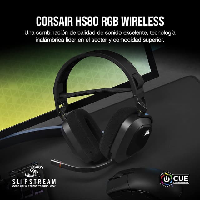 Detalle de Corsair HS80 RGB WIRELESS Auriculares Inalámbricos 🎮 Multiplataforma