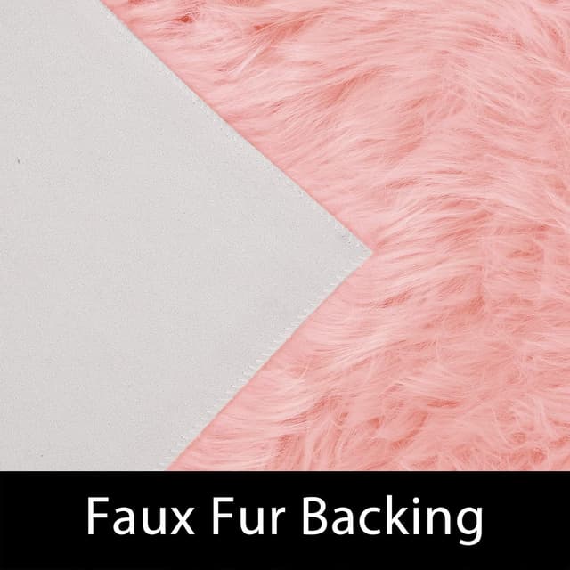 Detalle 2 de Latepis Pink 8x10 Shaggy Faux Sheepskin Fur Area Rug