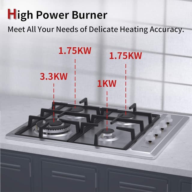 Detalle 2 de Piano cottura gas 4 fuochi acciaio 585 mm