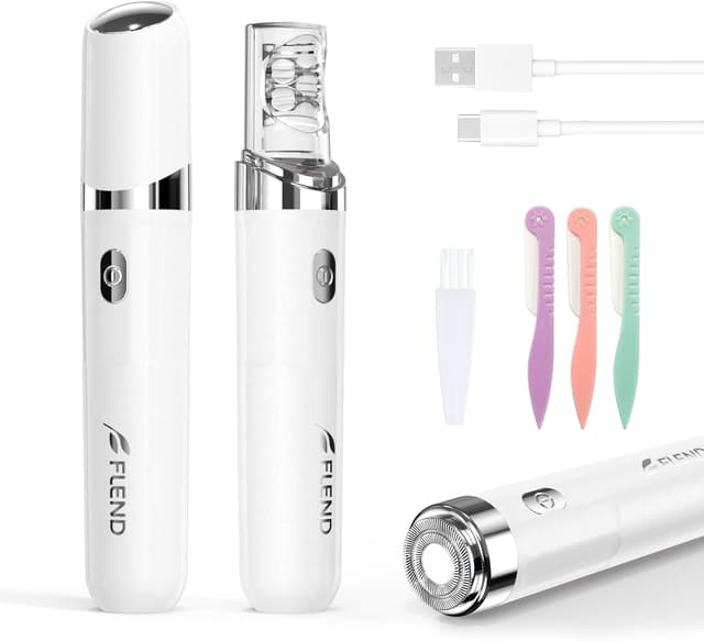 Imagen de Facial Hair Remover for Women (2-in-1 Epilator + Face Shaver) with LED Light, USB Rechargeable – White en OfertitasTOP