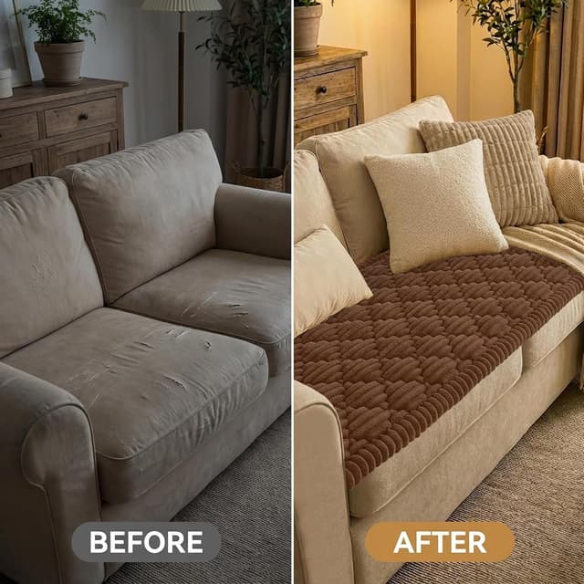 Thumbnail 6 de Smiry Pet Couch Covers for Dogs (Chocolate, 27.6" x 70.9") — washable, non-slip sofa slipcover