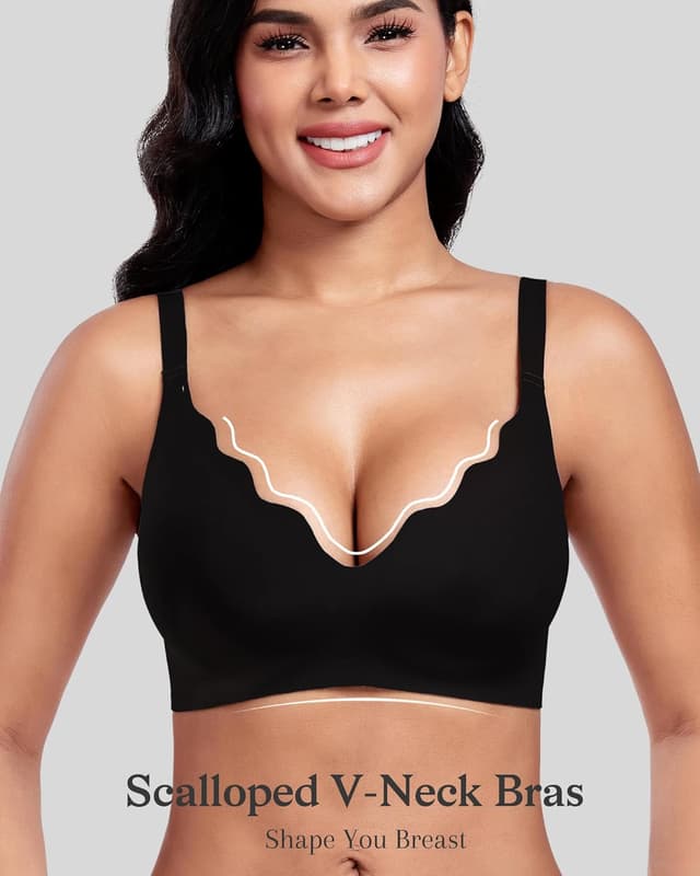 Detalle de Vinfact Women’s Plunge V Floral Non Wired Push Up Padded Everyday Bra