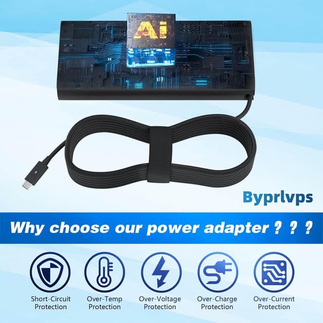Detalle 2 de Byprlvps 130W USB-C Laptop Charger (USB-C/Type C) for Dell XPS, Latitude & Precision