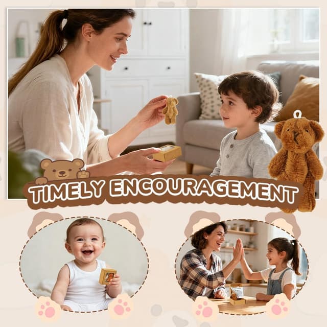 Detalle de Vicloon Orsetto in Scatola, piccolo orsetto tascabile in peluche con biglietto motivazionale (Coffee)