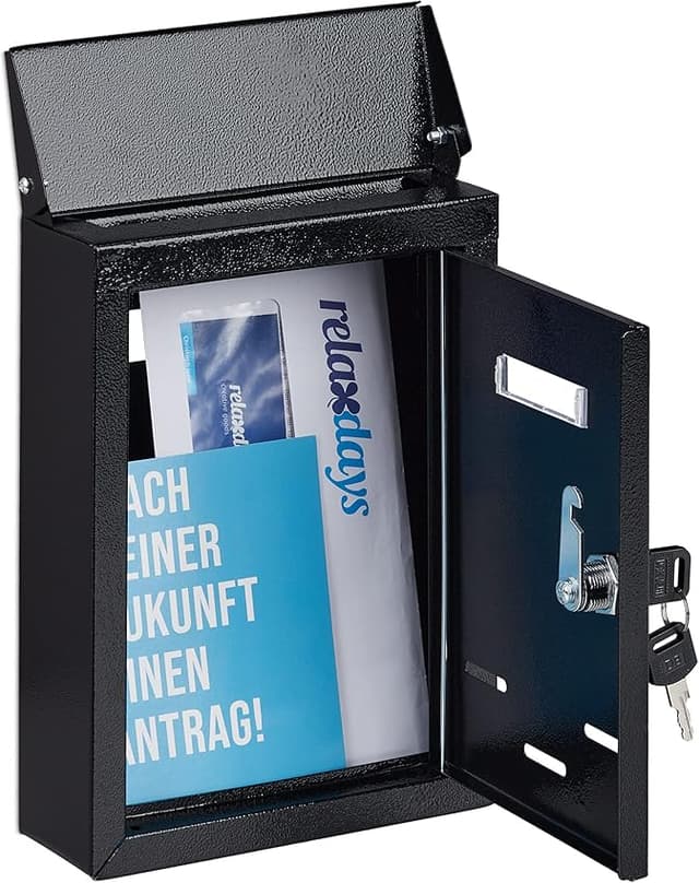 Thumbnail 5 de Relaxdays Buzón Pared Vertical negro 26,5×19×6,5 cm