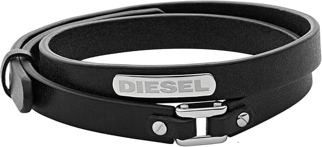 Detalle de Diesel DX0971040 Pulsera de Cuero Negro para Hombre 🖤