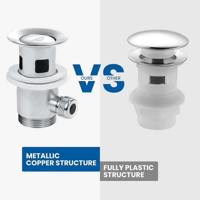 Detalle 2 de Rubinetto bagno lavabo AuraLum miscelatore monocomando in ottone cromato con scarico a saltarello