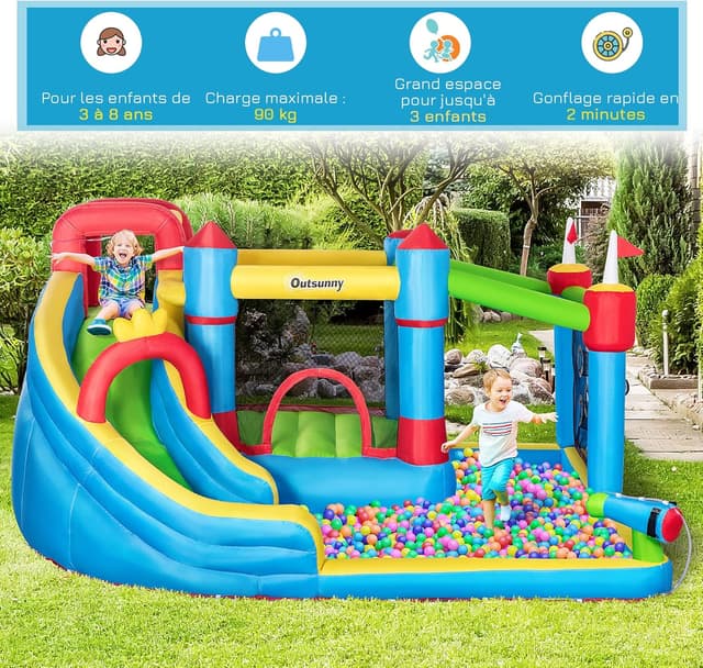Detalle 2 de Outsunny Château Gonflable Aire de Jeux 390 x 300 x 197 cm