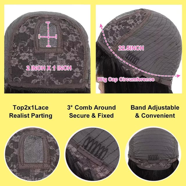 Detalle 1 de UNILO peluca Bob de pelo natural 12 pulgadas