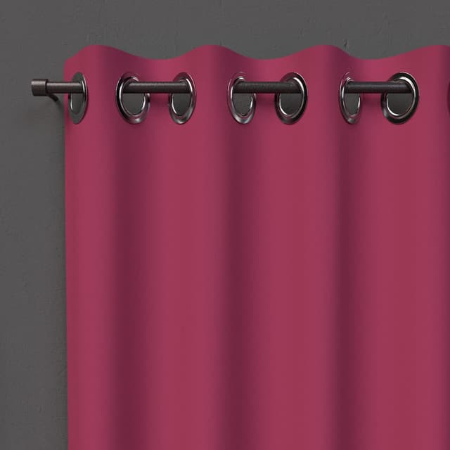 Detalle de Rideau occultant Alix à œillets bleu marine en polyester, 135 x 250 cm