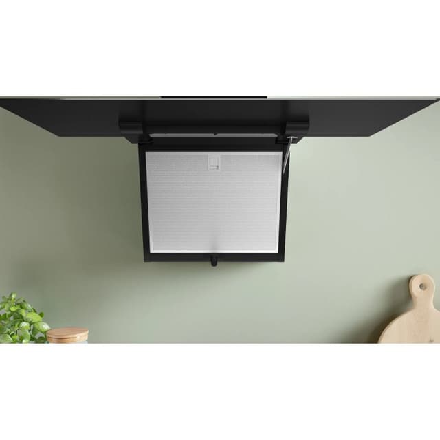 Detalle de Bosch Serie 4 DWK87FN60 campana decorativa de pared de 80 cm, cristal negro (A+)