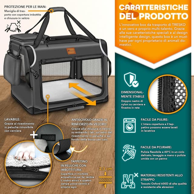 Thumbnail 1 de TRESKO Box per cani pieghevole con tappetino