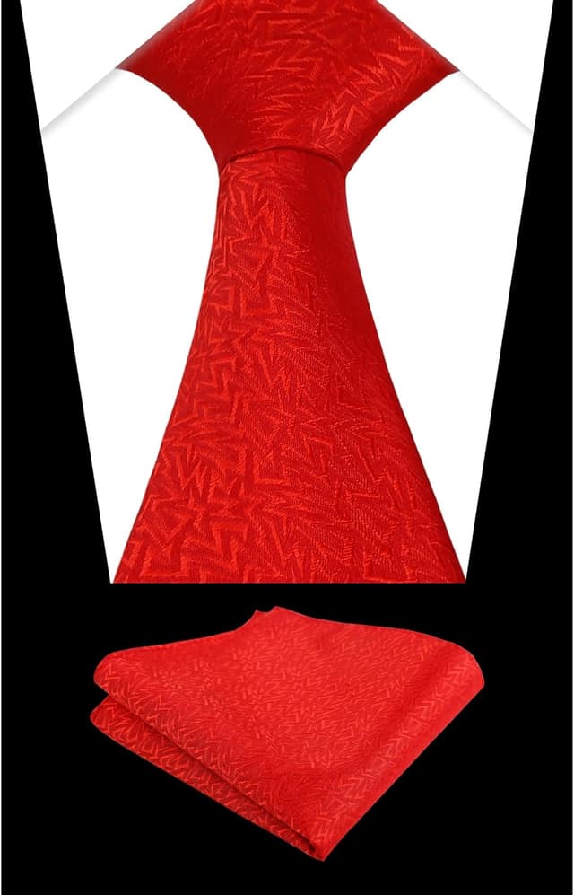 Detalle 2 de Alizeal men’s solid colour tie and pocket square set (self-tied necktie + matching hanky)