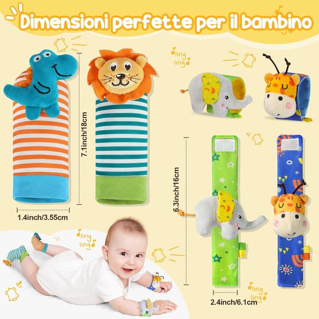 Thumbnail 1 de URMYWO Sonaglio Neonato Set 4 Pezzi 0-3 Mesi