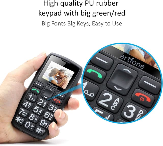 Detalle 2 de Artfone C1+ Seniorenhandy ohne Vertrag (Nano SIM, Notruftaste, Ladestation, 1.800-mAh-Akku)