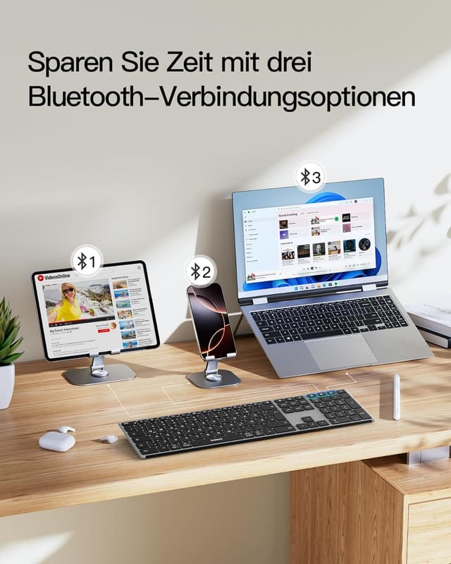 Detalle 2 de Inateck KB06007 kabellose Tastatur 1000 mAh ⌨