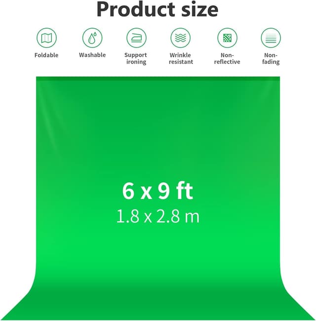 Detalle de NEEWER 1,8 x 2,8 m PRO Foto-Studiokulisse faltbar (grün) für Fotografie, Video & Fernsehen – nur Hintergrund