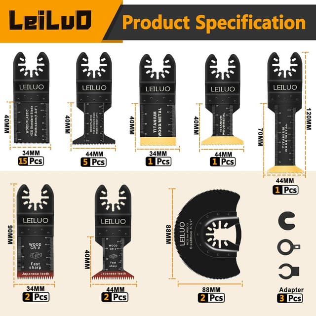 Thumbnail 2 de LEILUO 32-piece multitool blade kit for wood 🛠