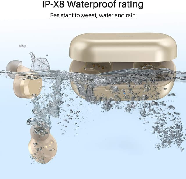 Detalle de TOZO T12 Wireless Earbuds (Bluetooth 5.3) with touch control and wireless charging case