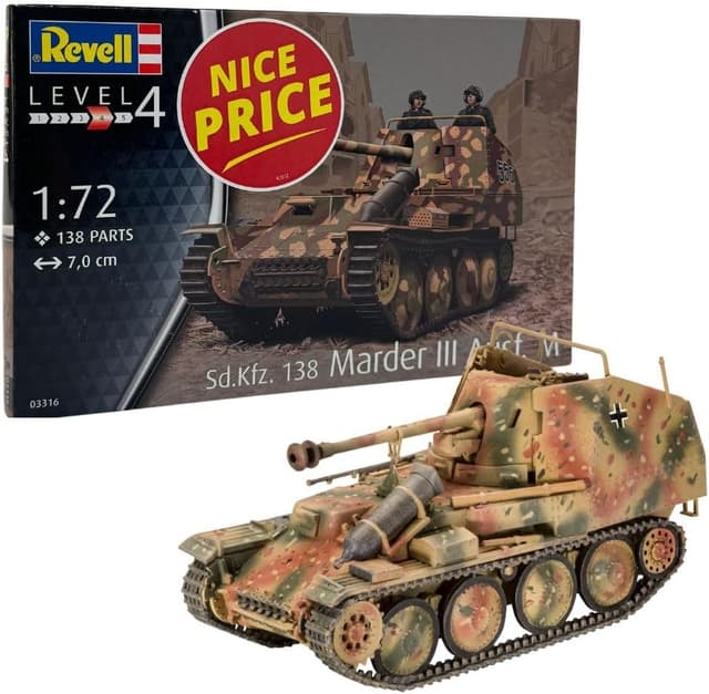 Detalle de Revell 3316 Sd.Kfz. 138 Marder III Ausf. M Zubehör – Modellbausatz mit mehrfarbigen Abziehbildern