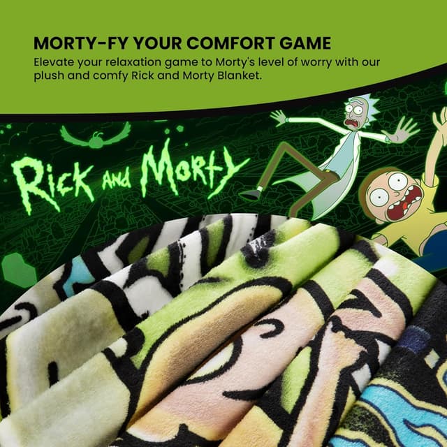 Thumbnail 2 de Manta Polar Rick y Morty 150x130 cm 🎨 Ideal para Sofá