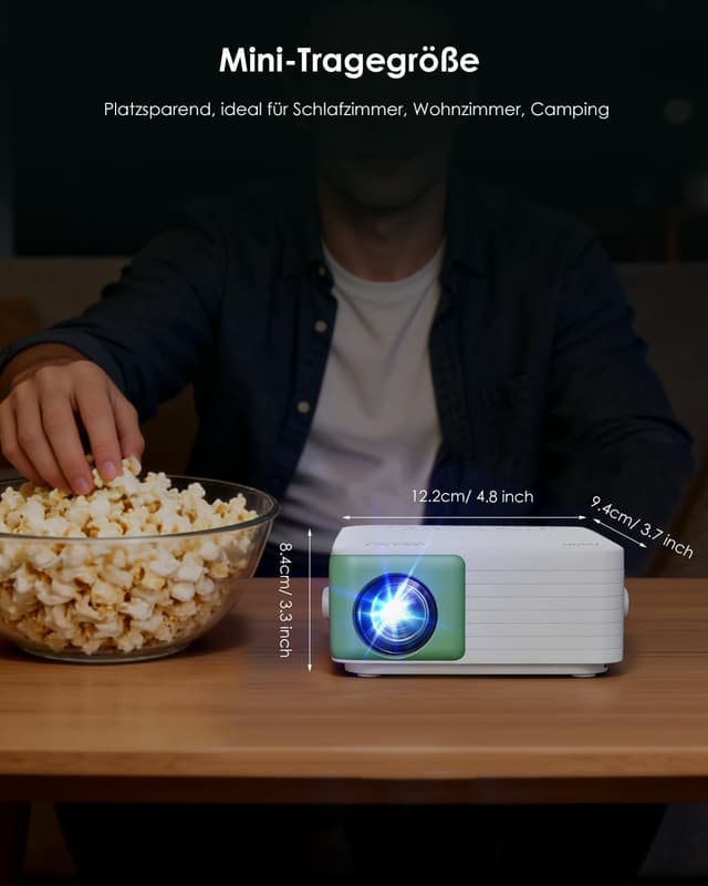 Detalle de YOTON Y3 Mini Beamer – tragbarer Projektor mit integriertem Lautsprecher und drehbarem Ständer (grün)