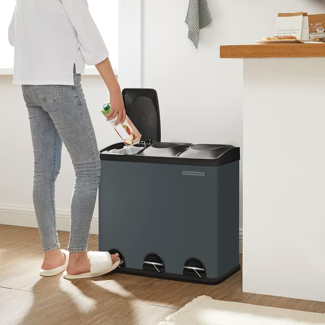 Detalle 1 de Songmics LTB54G Pattumiera 54 L a pedale