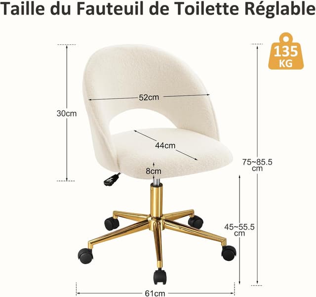 Thumbnail 1 de Hellove Chaise de Bureau Chaise Coiffeuse Velours Rose