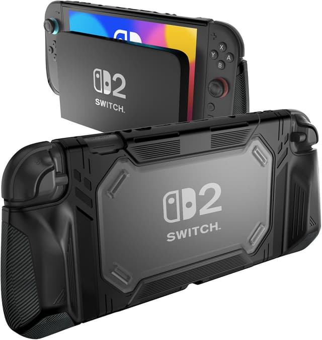 Detalle de RaceGT Protective Case for Nintendo Switch 2 (2025) – Transparent Back, Anti-Scratch PC & TPU, Dockable Cover