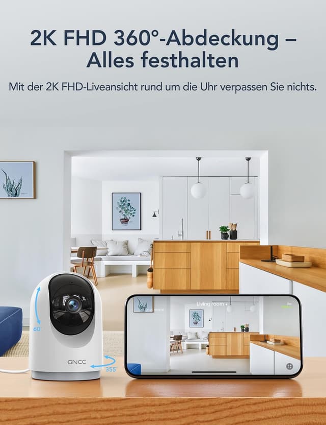 Detalle de GNCC Überwachungskamera Innen 2K WLAN