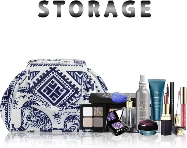 Detalle 2 de Lazy drawstring makeup bags (Elephant) – large capacity waterproof Oxford canvas organiser