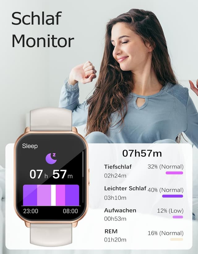 Thumbnail 4 de RUIMEN Smartwatch mit Telefonfunktion – SpO2, Schlafmonitor, 256 MB