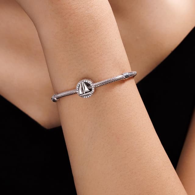 Detalle de BOIGEGU 925 Sterling Silber Anhänger „Eiffelturm“ mit Zirkonia – Reise- und Globetrotter-Kollektion für Armbänder & Ketten
