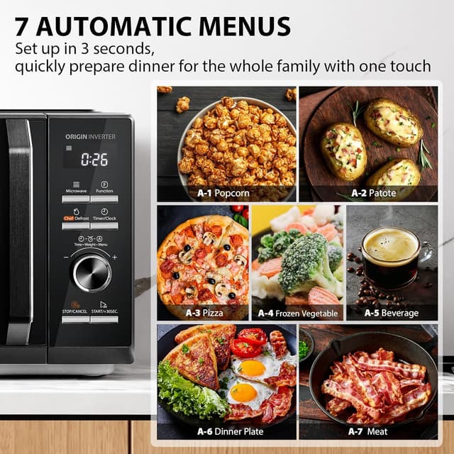 Detalle de Toshiba MW3-AG25PFI(BK) 25L 3-in-1 900W Digital Microwave Oven with Grill & Origin Inverter
