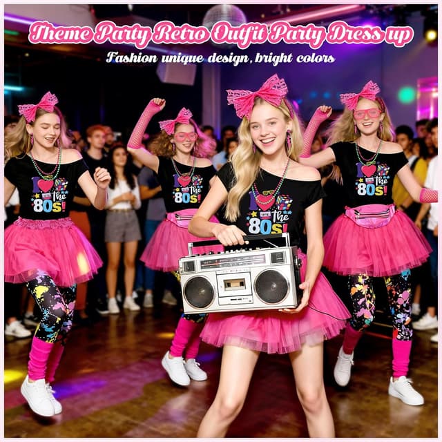 Thumbnail 4 de HuiJuKeJi 80s Neon Fancy Dress Outfit