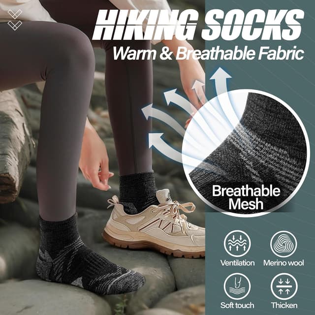 Thumbnail 6 de ANTSANG 6 Pairs Merino Wool Quarter Socks (Running, Walking, Hiking)