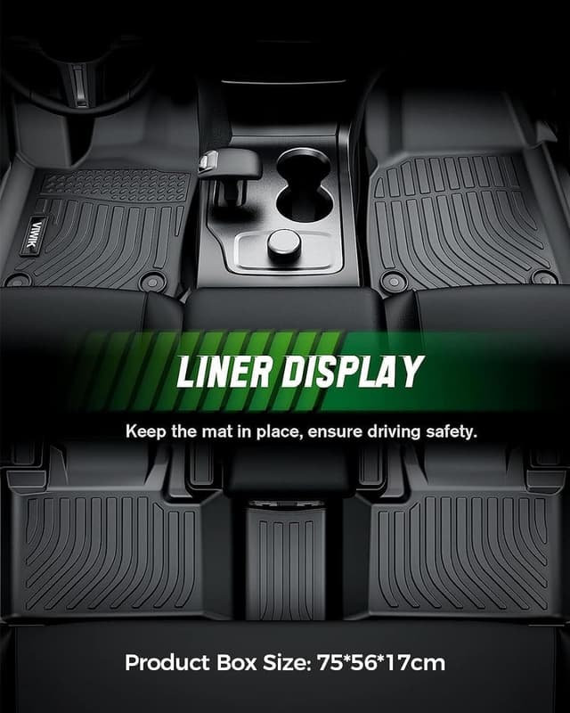 Detalle de VIWIK All-Weather TPE Floor Mats for 2014-2019 Toyota Corolla (Automatic) — Front & Rear Black