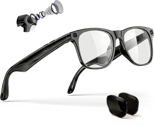 Detalle de EarlySincere 4K Smart Camera Glasses with ChatGPT AI, Live Translation & Bluetooth Audio (Blue Light + Sunglasses)