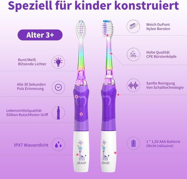 Thumbnail 6 de Seago SG977 spazzolino elettrico sonico per bambini 8 testine 🪥
