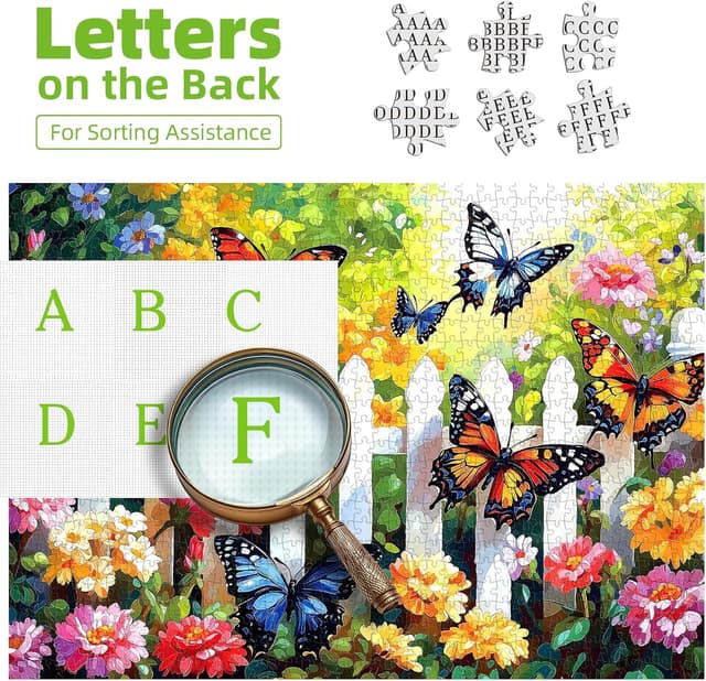 Detalle de MINIWAN 500-Piece Butterfly Garden Jigsaw Puzzle (23x15 in) with Irregular Pieces