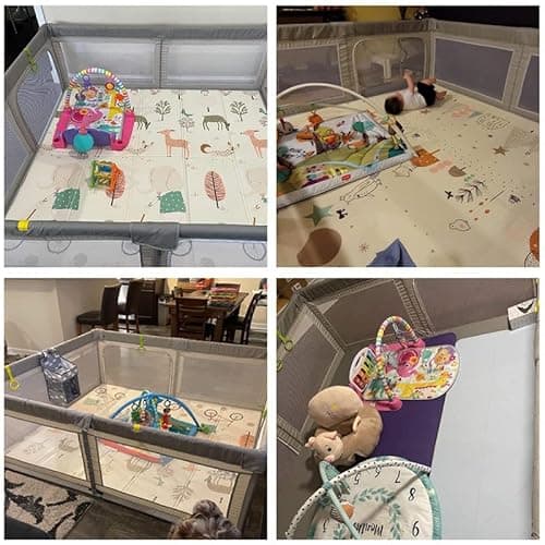 Thumbnail 5 de Mloong Laufgitter Baby mit Spielmatte 150x150x68 cm