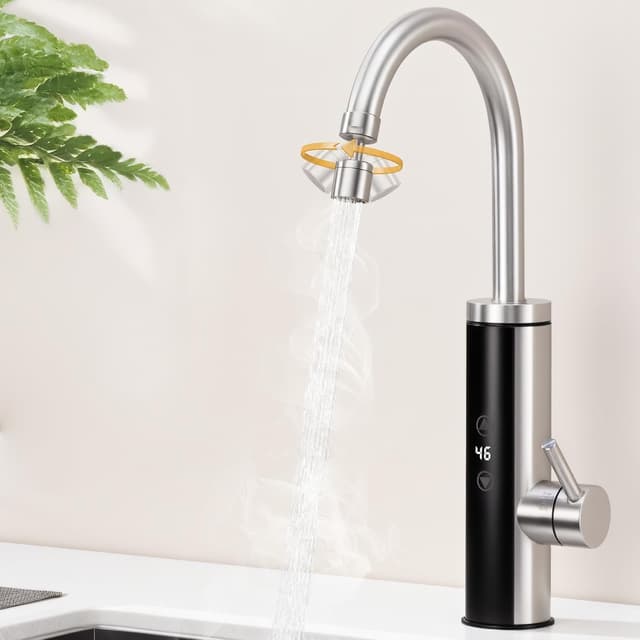 Detalle de HOMELODY Elektrischer Wasserhahn mit Durchlauferhitzer (230V) und Touch-Temperaturregler für Küche, Garten & Camping