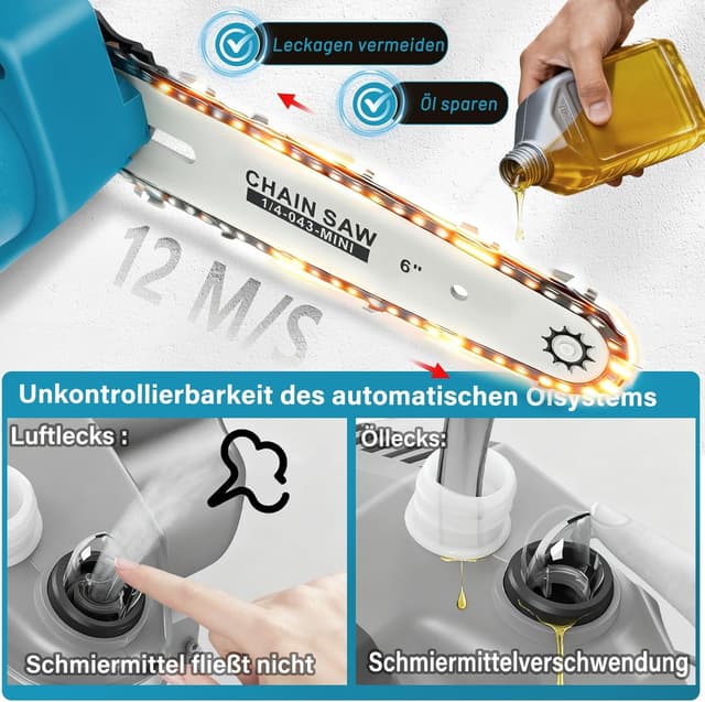 Detalle 2 de Goldsea Mini Akku-Kettensäge 18V für 6 Zoll