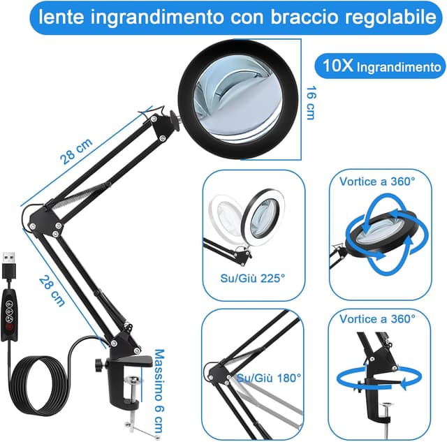 Thumbnail 6 de 10X Lupe mit Licht und Ständer