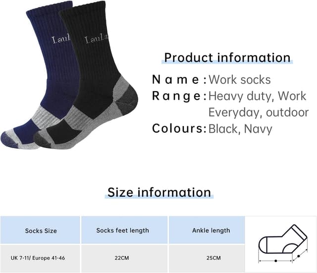 Detalle 2 de Laulax work socks 4 pairs combed cotton